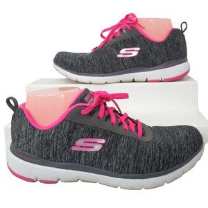Skechers Flex Appeal 3.0 Shoes Sneakers 9.5 Air Cooled Hot Pink Black Gray 13067
